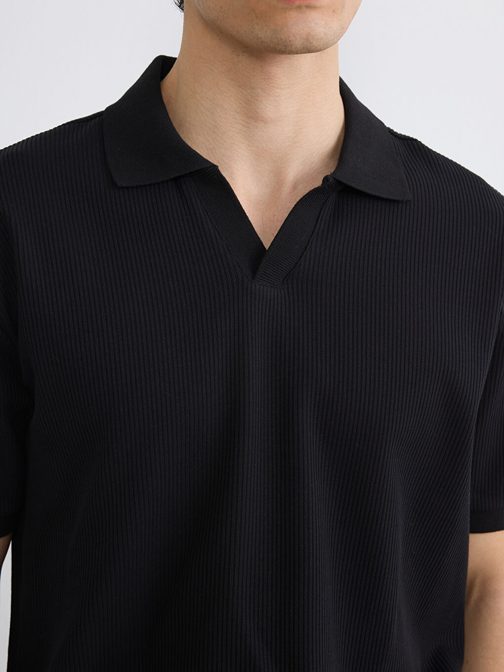 Siyah Polo Yaka Erkek Tişört-2