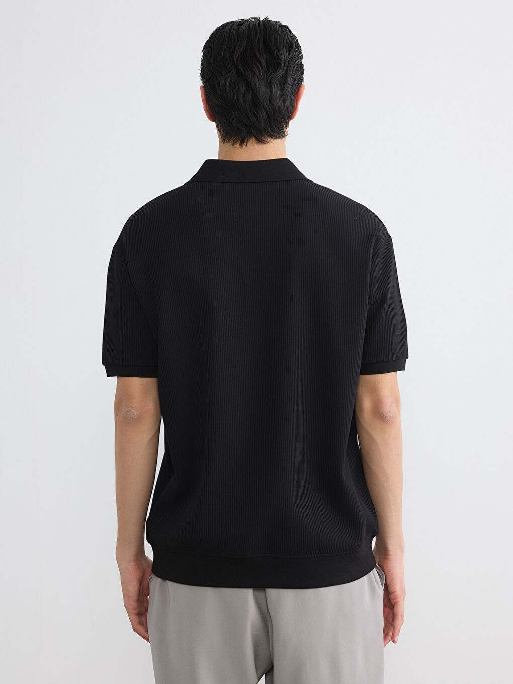 Siyah Polo Yaka Erkek Tişört-3