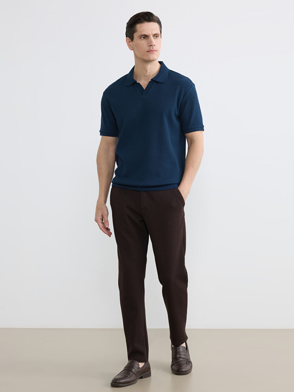 Lacivert Polo Yaka Erkek Tişört-1