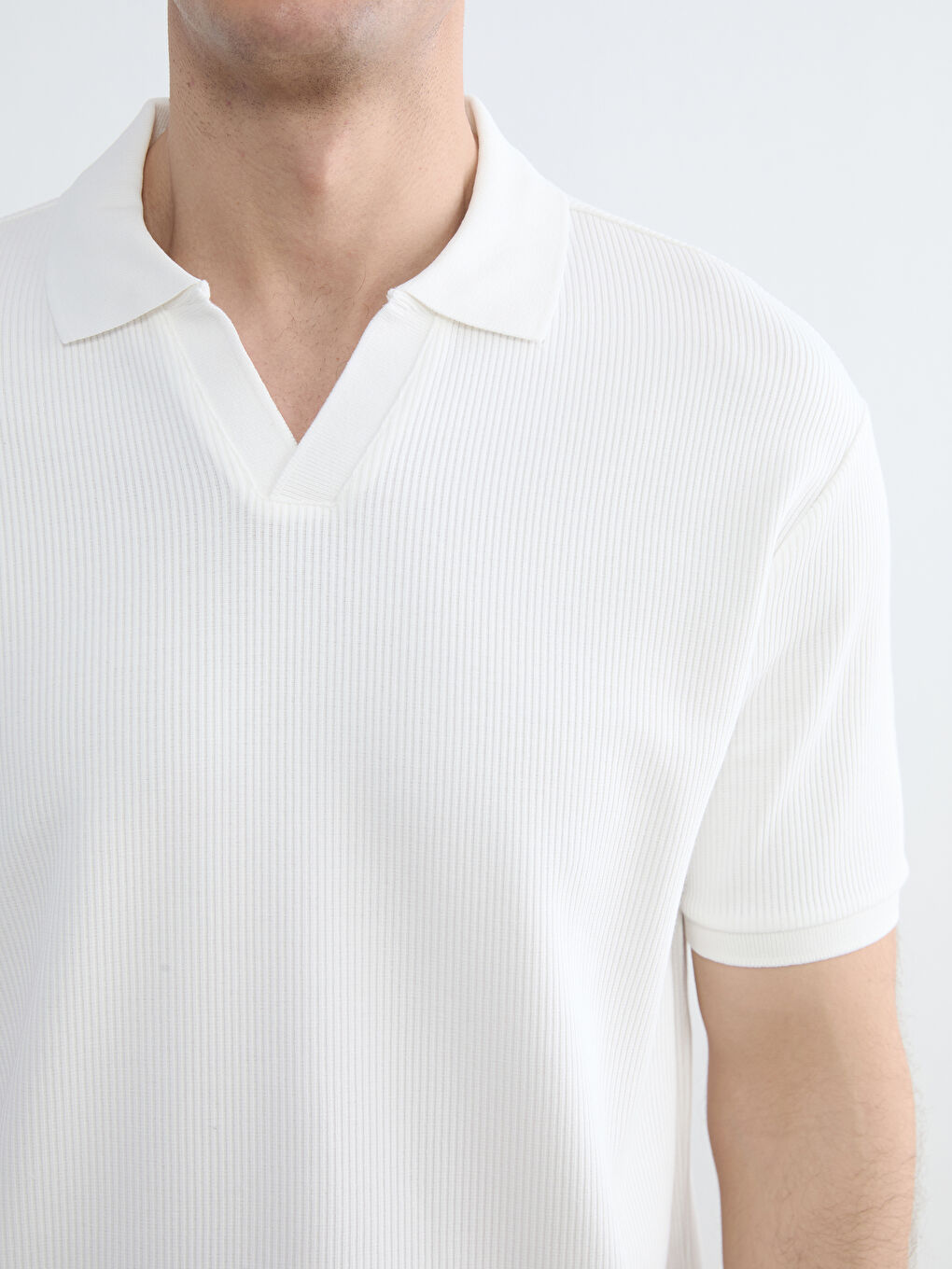 Ekru Polo Yaka Erkek Tişört-2