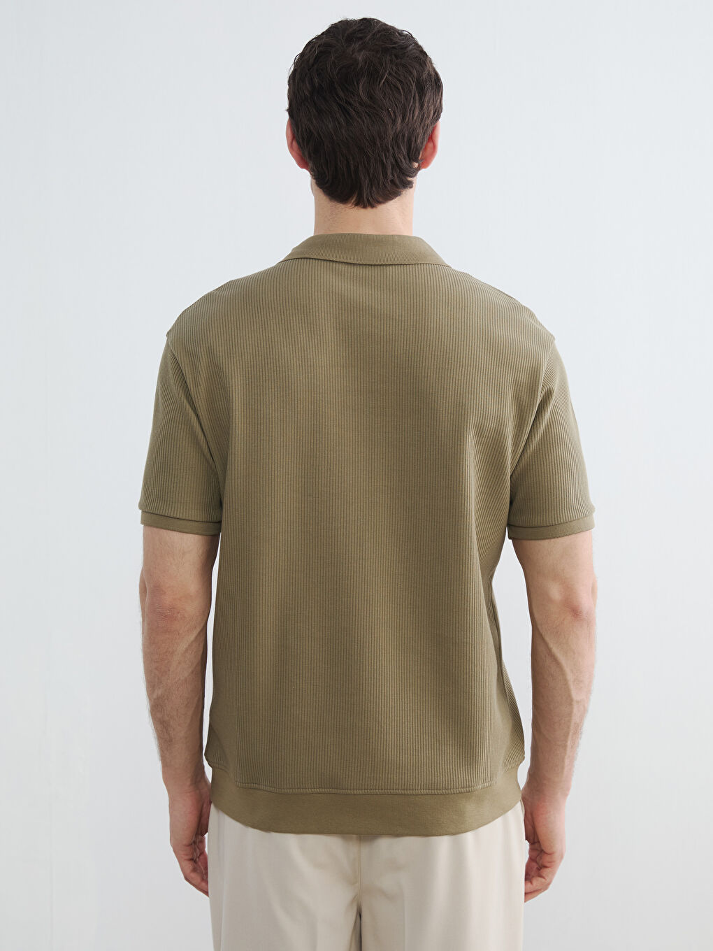 Haki Polo Yaka Erkek Tişört-3