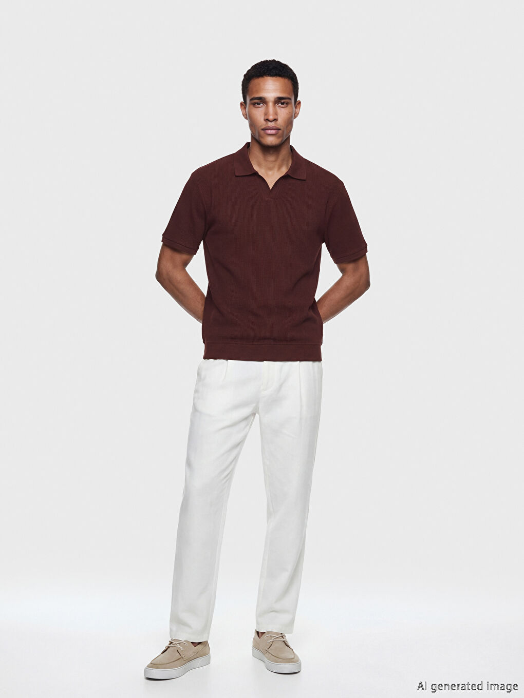 Bordo Polo Yaka Erkek Tişört-1