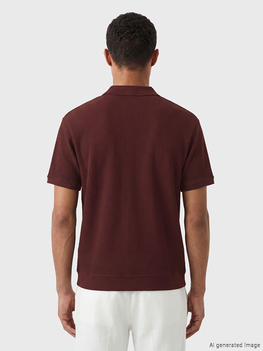 Bordo Polo Yaka Erkek Tişört-3