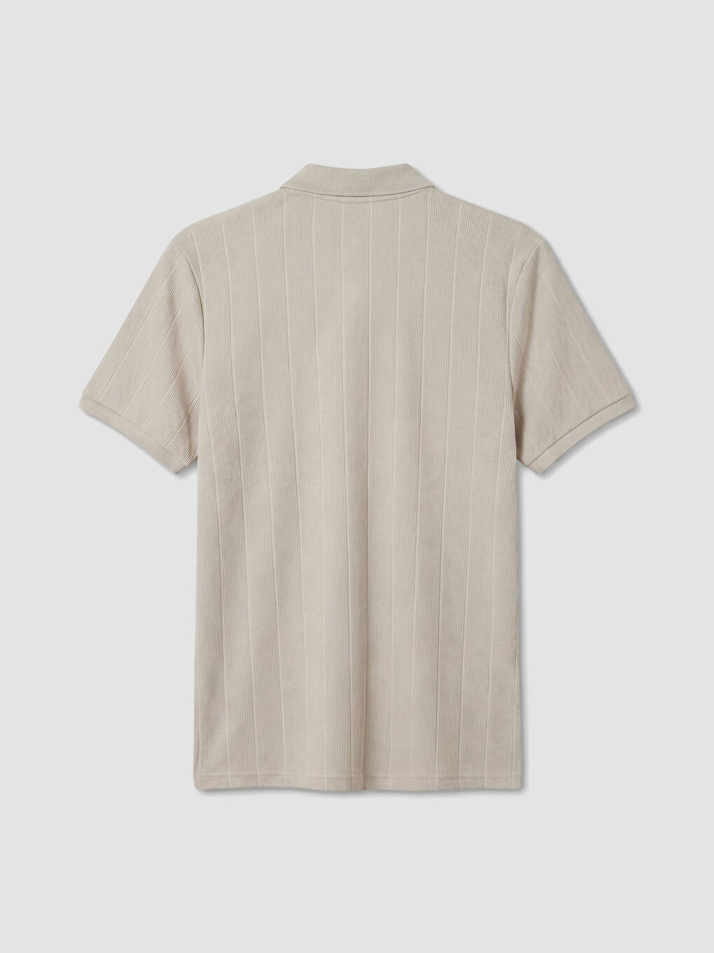 Bej Polo Yaka Çizgili Erkek Tişört-2