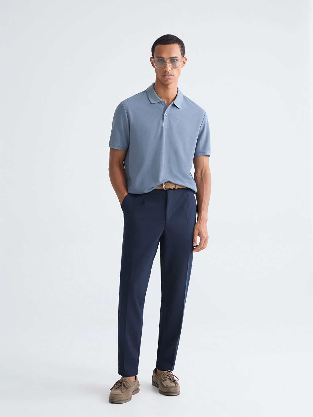 Mavi Polo Yaka Erkek Tişört-1