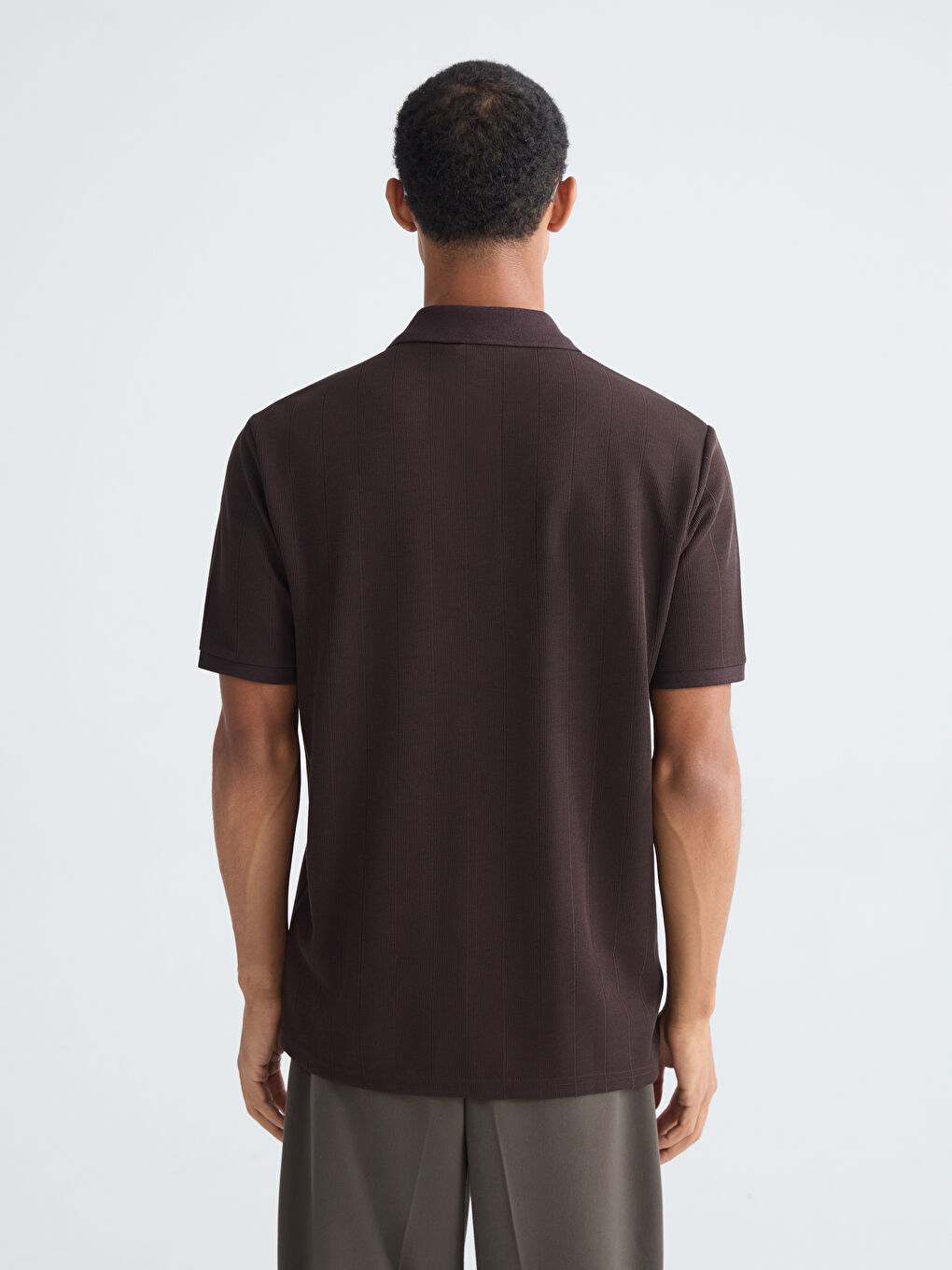 Kahverengi Polo Yaka Erkek Tişört-3