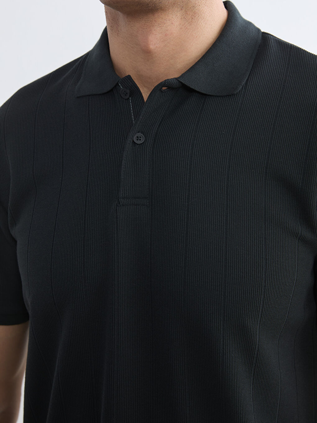 Siyah Polo Yaka Erkek Tişört-2