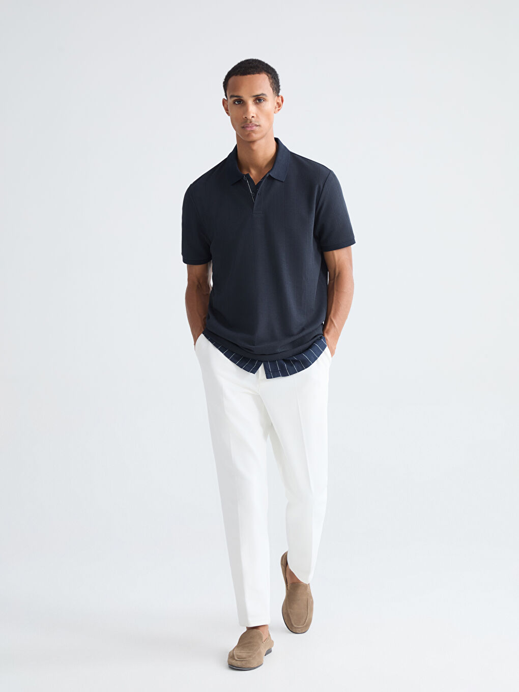 Lacivert Polo Yaka Erkek Tişört-1