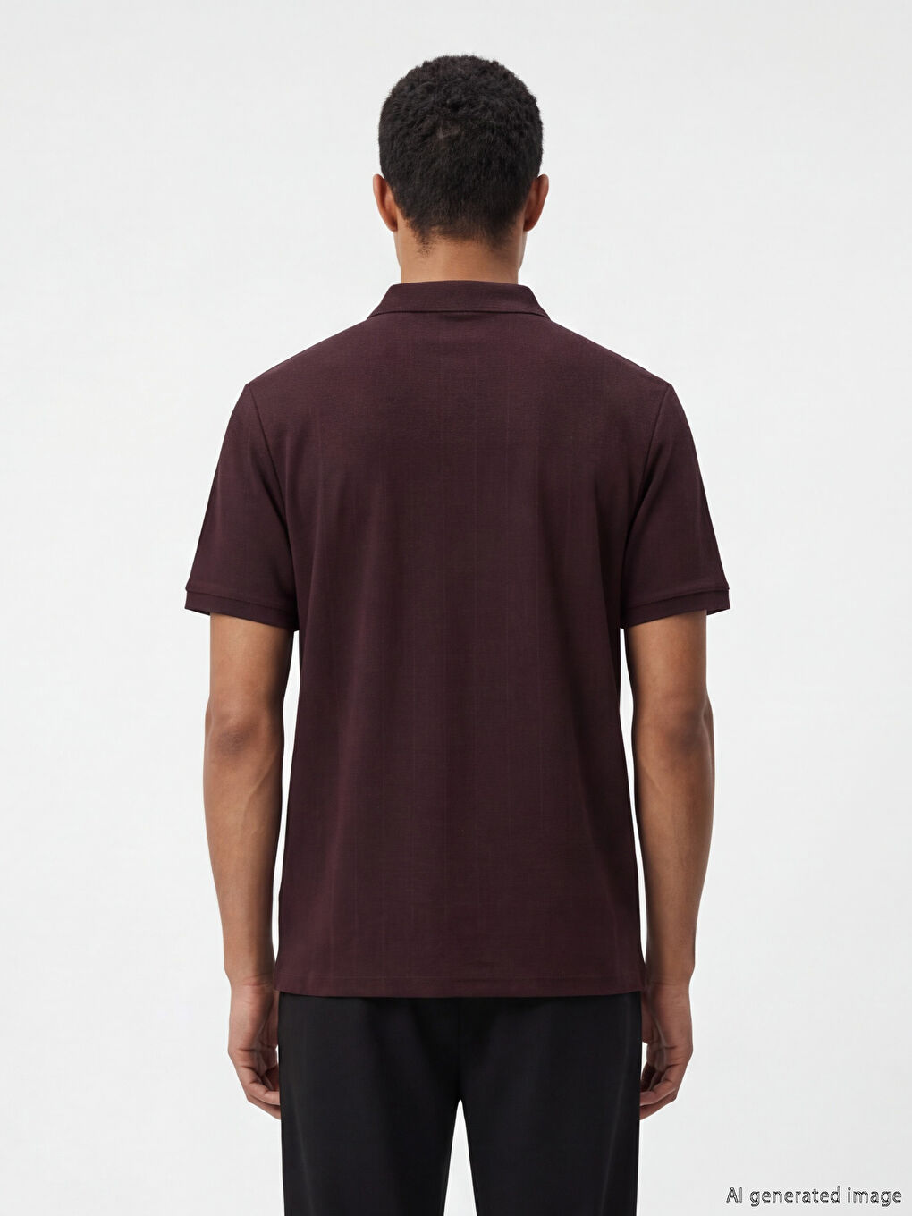 Mürdüm Polo Yaka Erkek Tişört-3