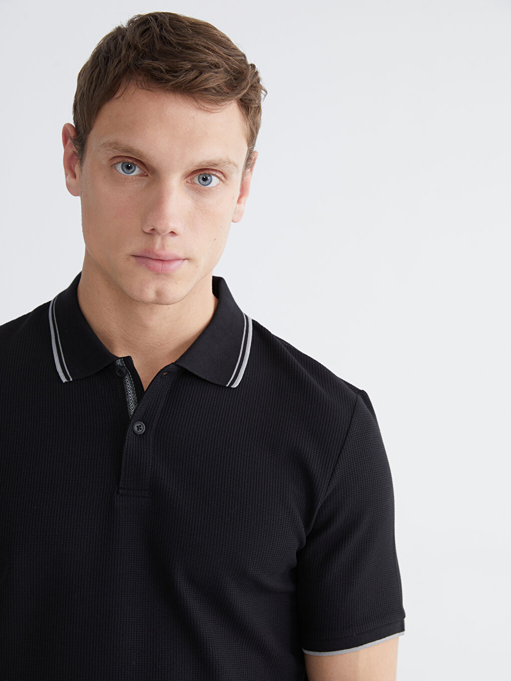 Siyah Polo Yaka Erkek Tişört-2