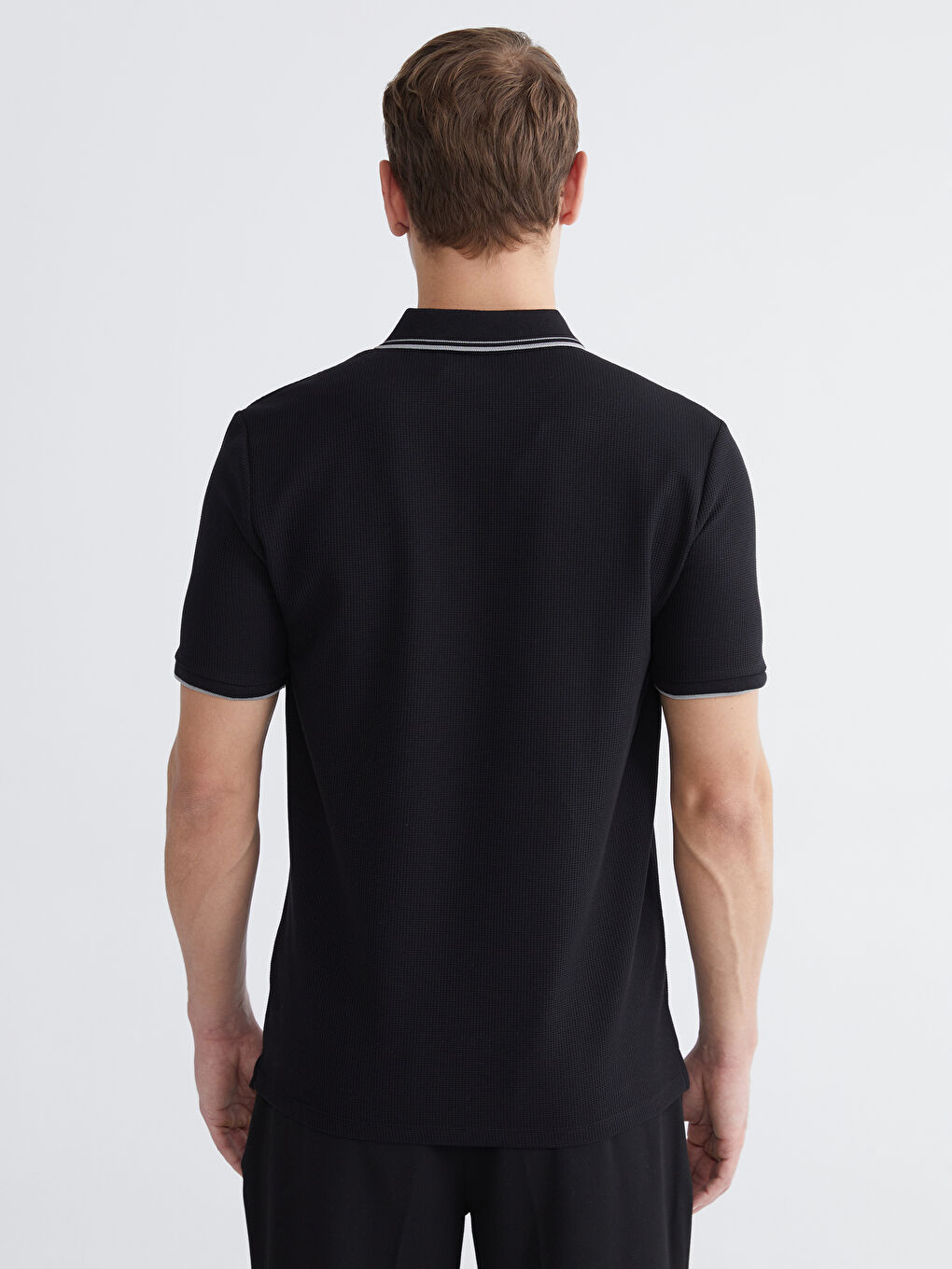 Siyah Polo Yaka Erkek Tişört-3