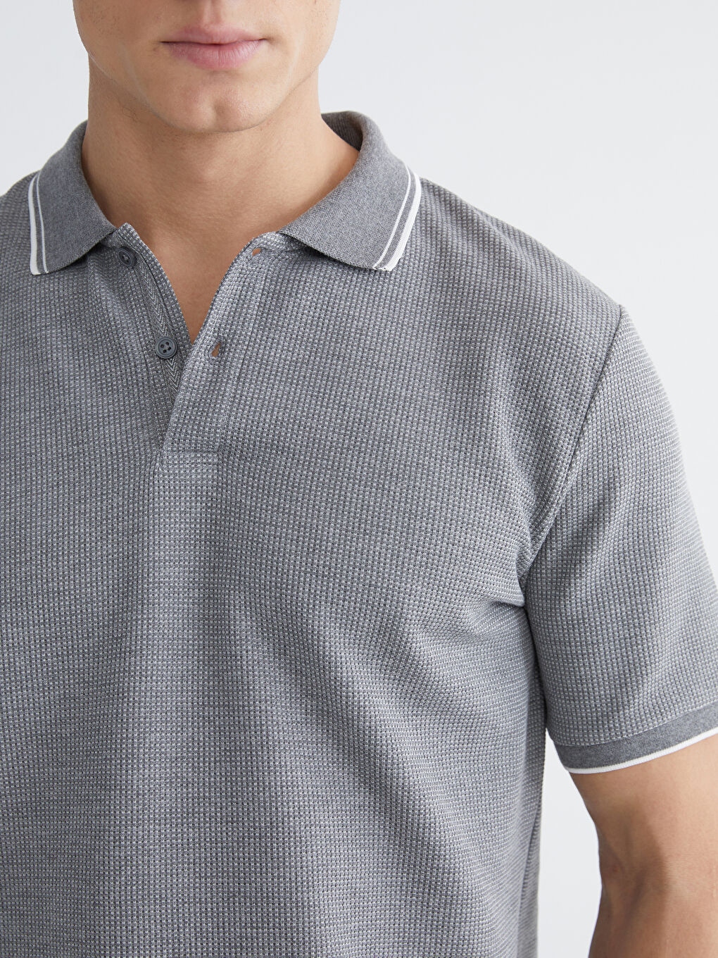 Gri Polo Yaka Erkek Tişört-2