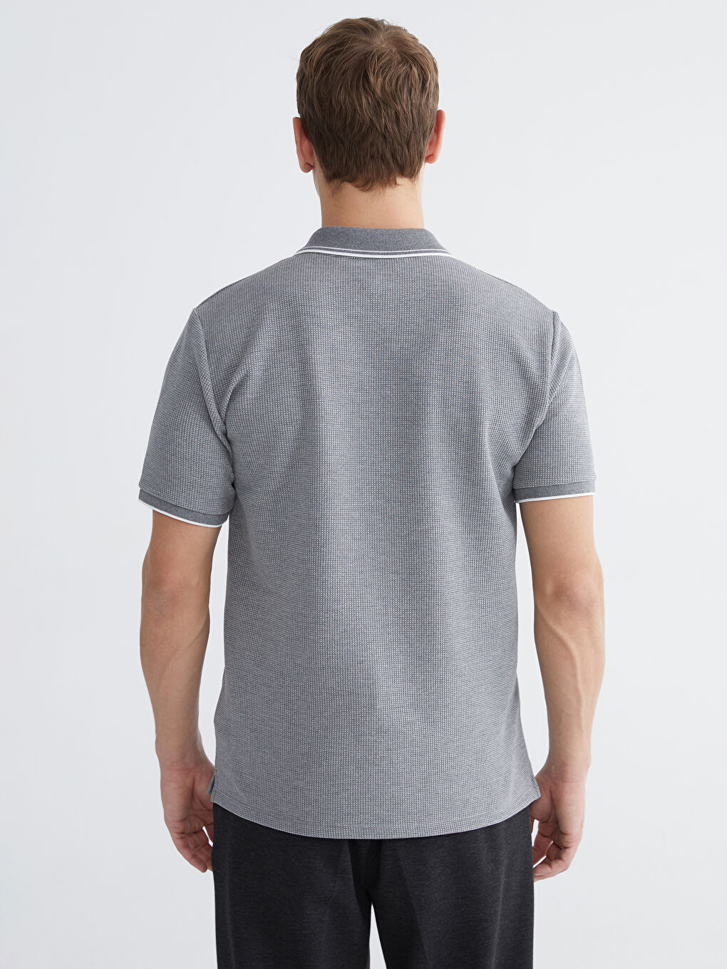 Gri Polo Yaka Erkek Tişört-4