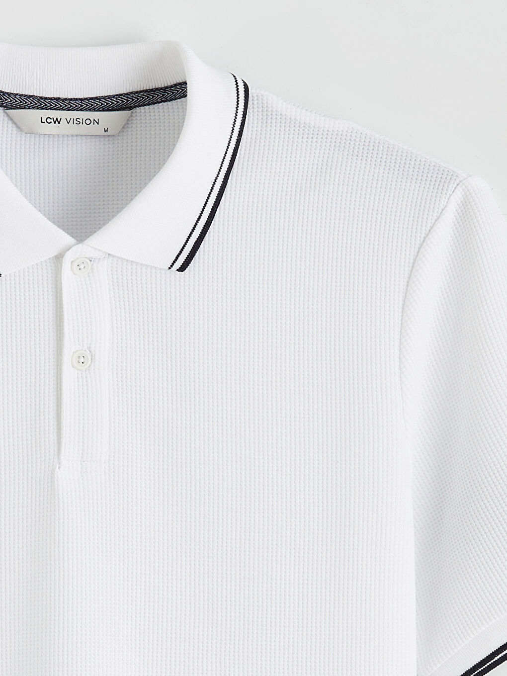 Beyaz Polo Yaka Erkek Tişört-5