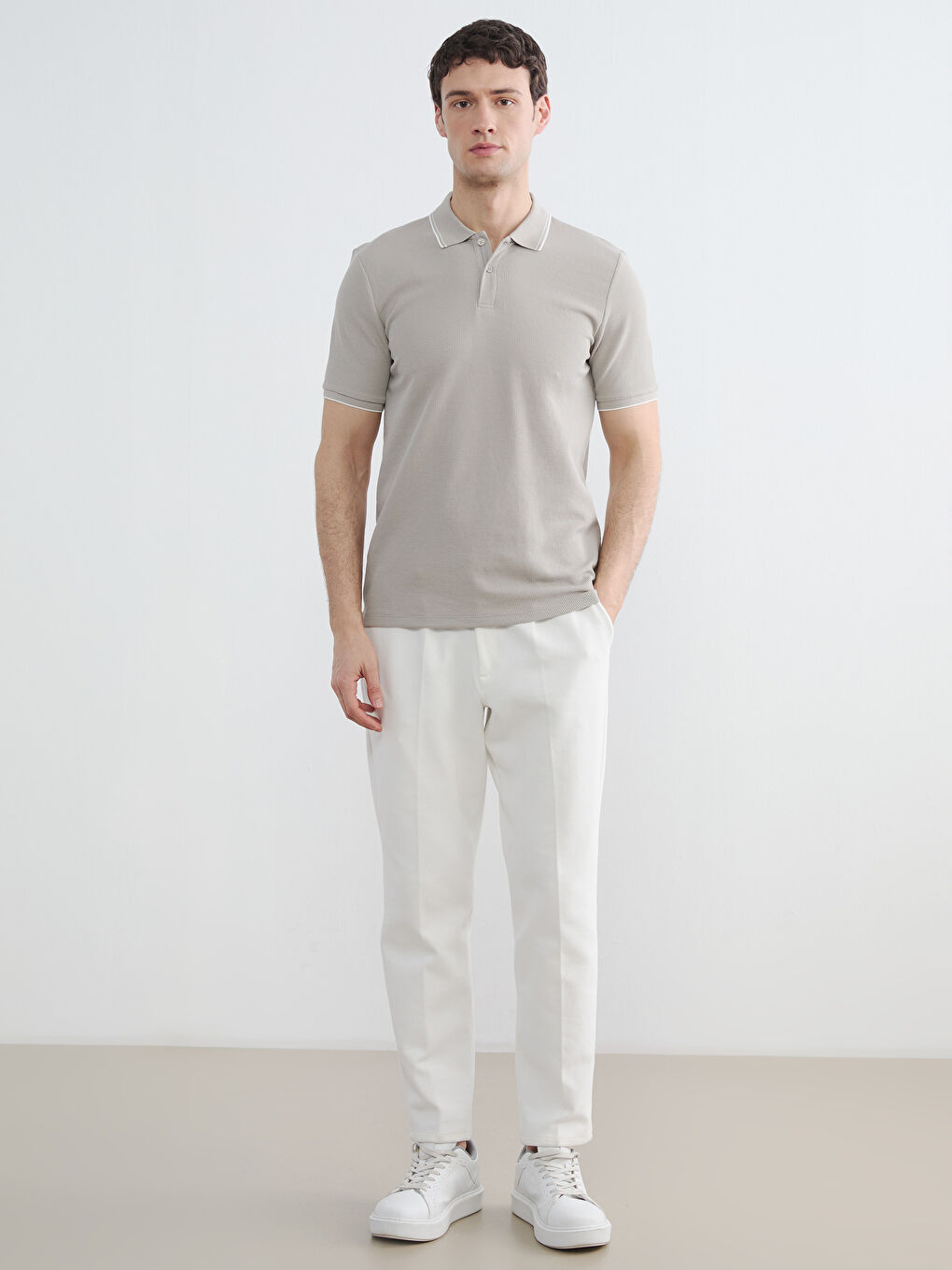 Kahverengi Polo Yaka Erkek Tişört-1