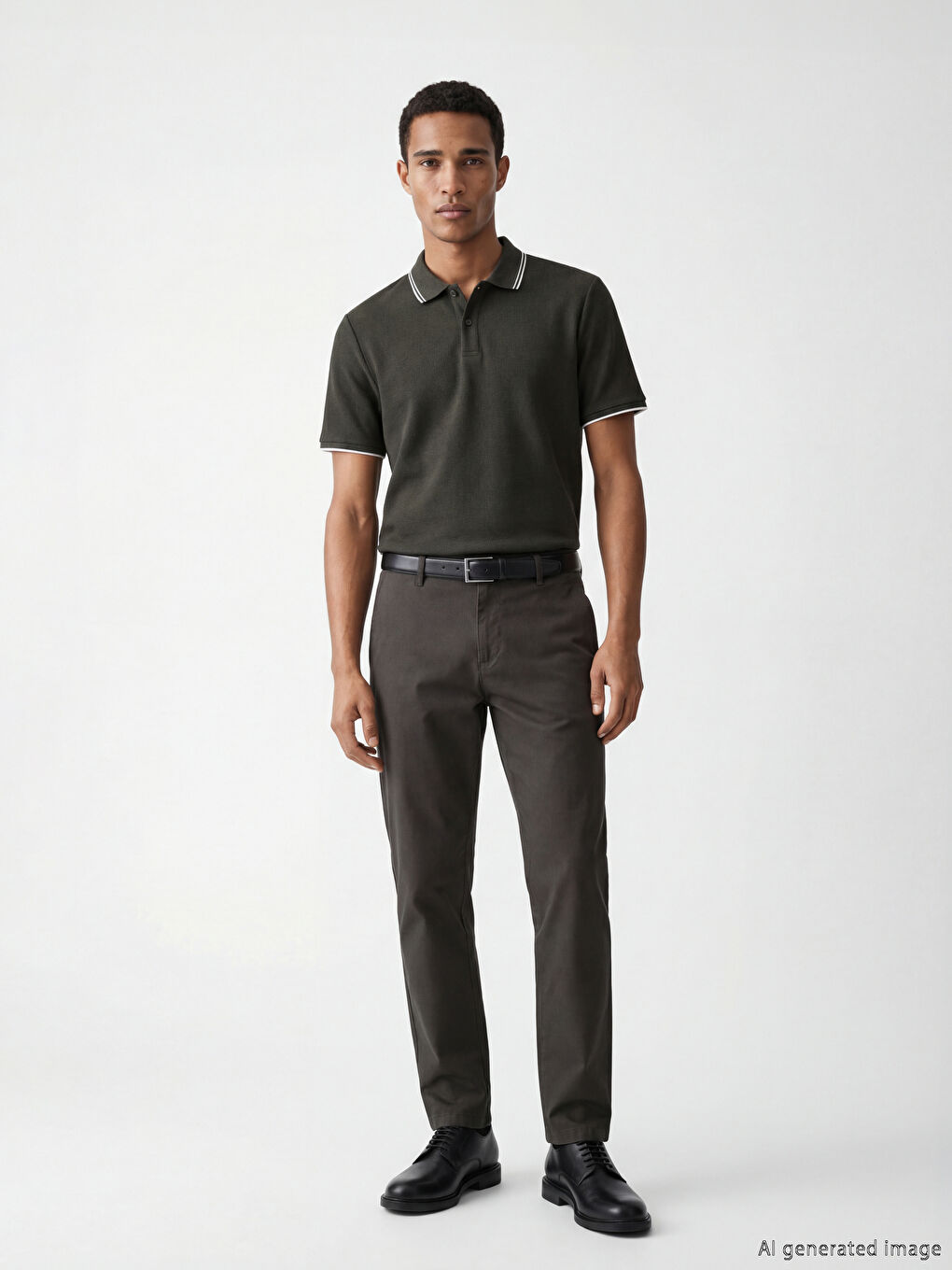 Haki Polo Yaka Erkek Tişört-1