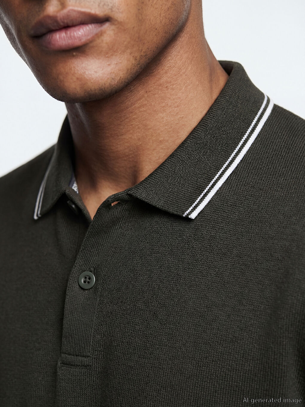 Haki Polo Yaka Erkek Tişört-2