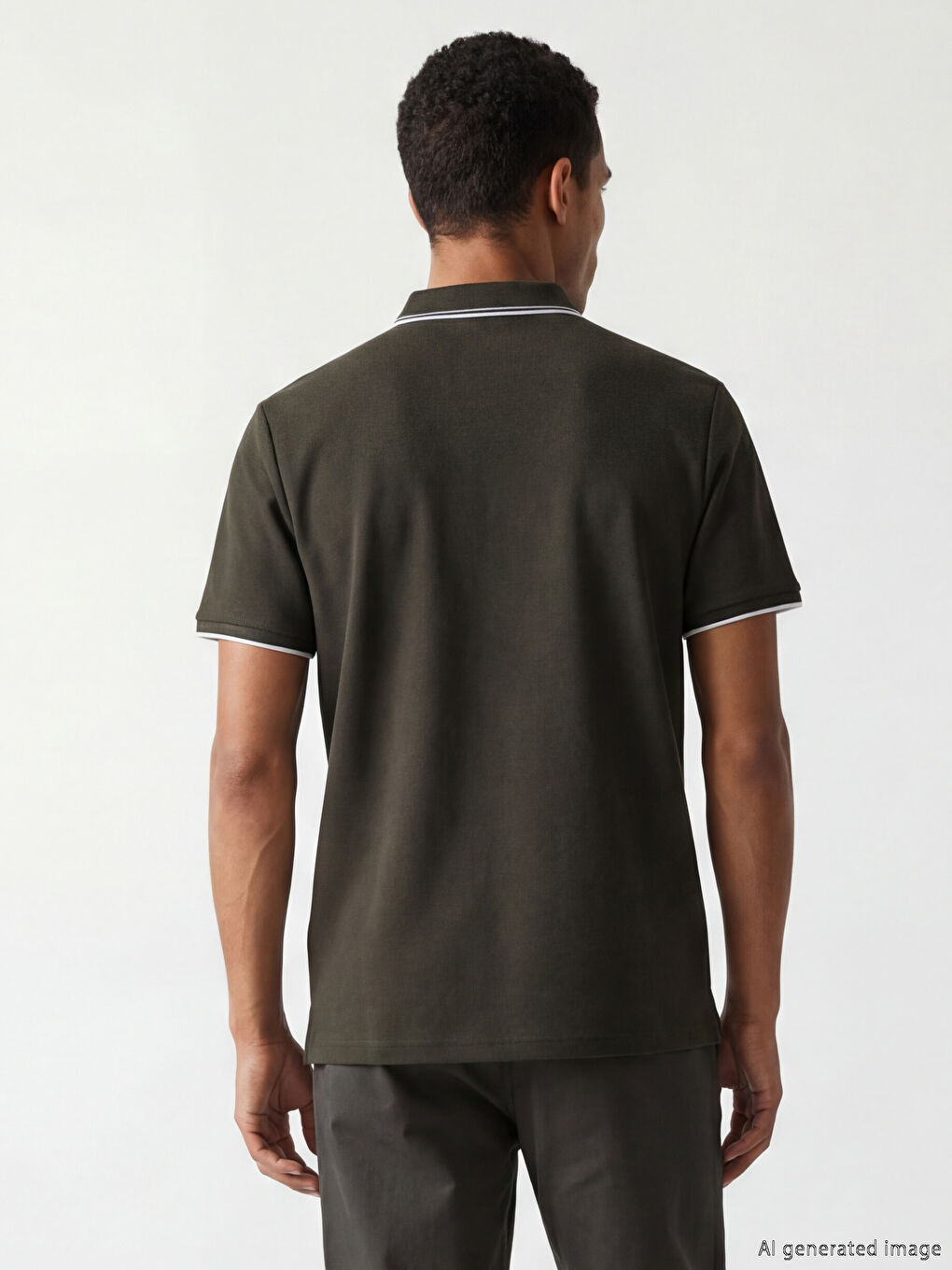 Haki Polo Yaka Erkek Tişört-3