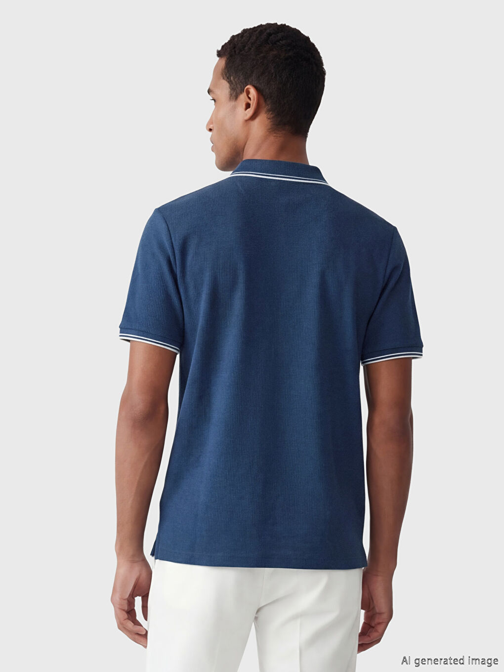 İndigo Polo Yaka Erkek Tişört-2