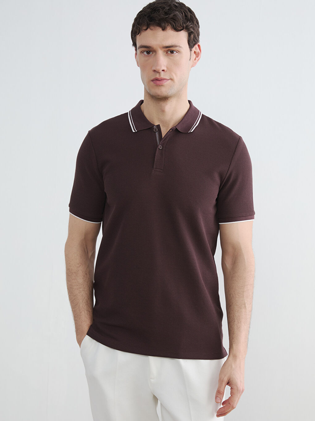 Kahverengi Polo Yaka Erkek Tişört