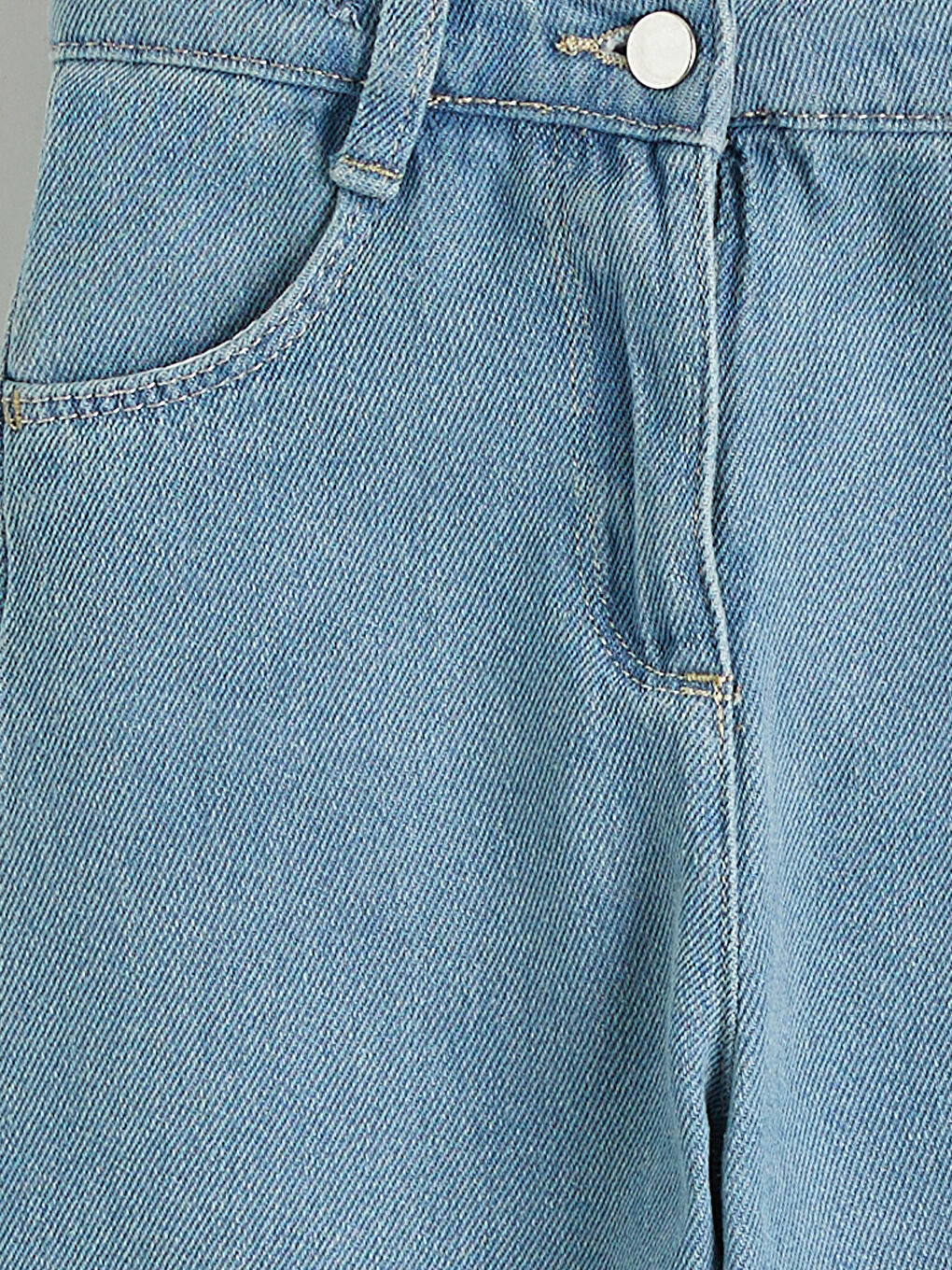 İndigo Beli Lastikli Mom Fit Kız Çocuk Jean Pantolon-2