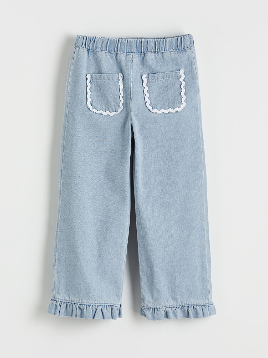 Mavi Beli Lastikli Kız Çocuk Jean Pantolon