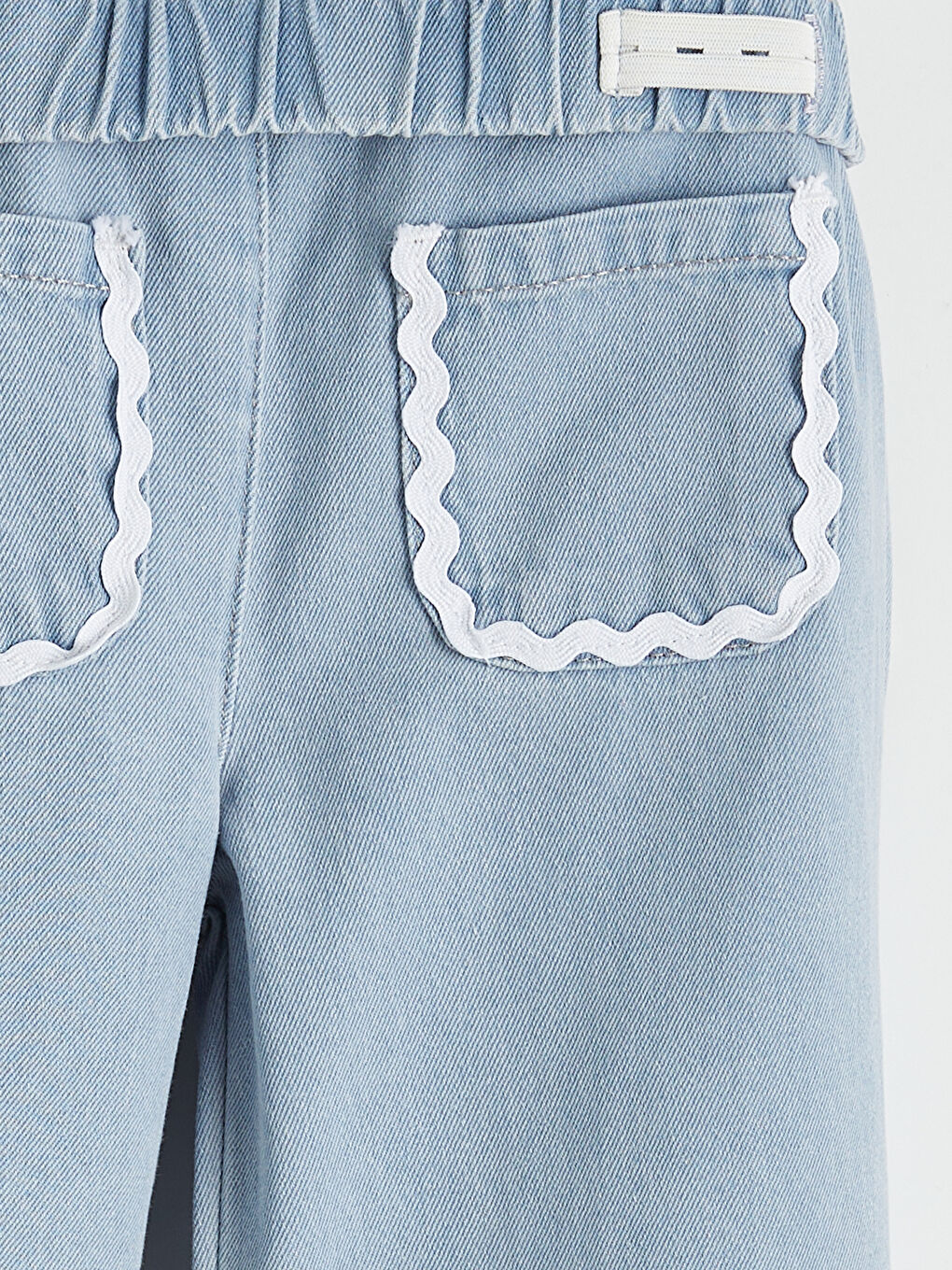 Mavi Beli Lastikli Kız Çocuk Jean Pantolon-2