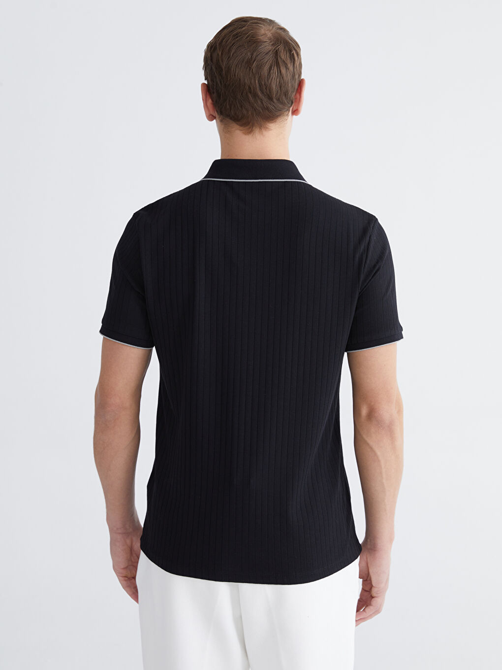 Siyah Polo Yaka Erkek Tişört-3