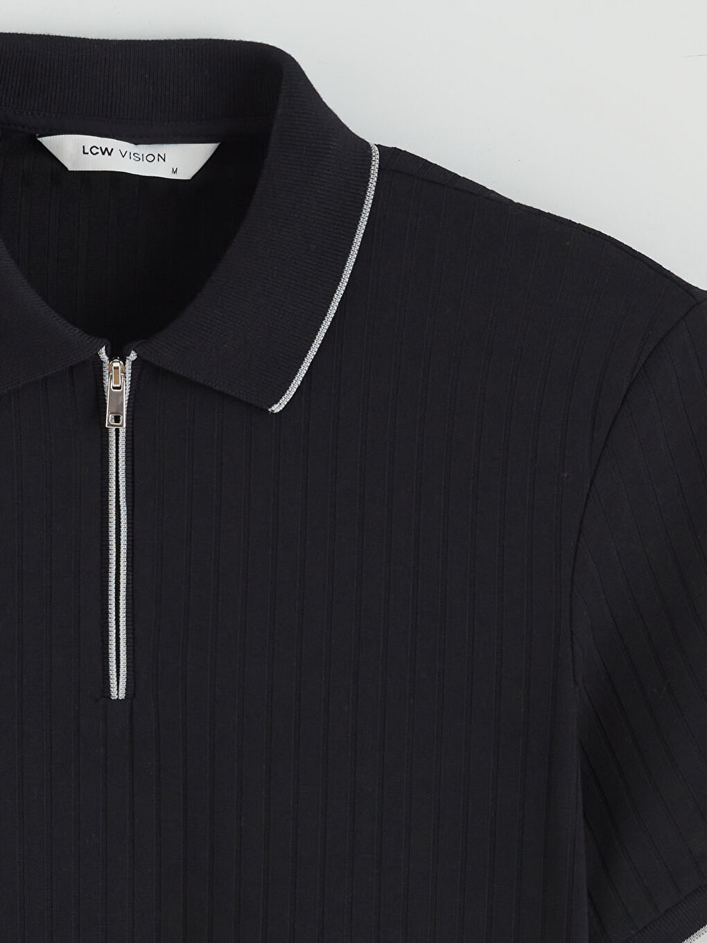 Siyah Polo Yaka Erkek Tişört-5