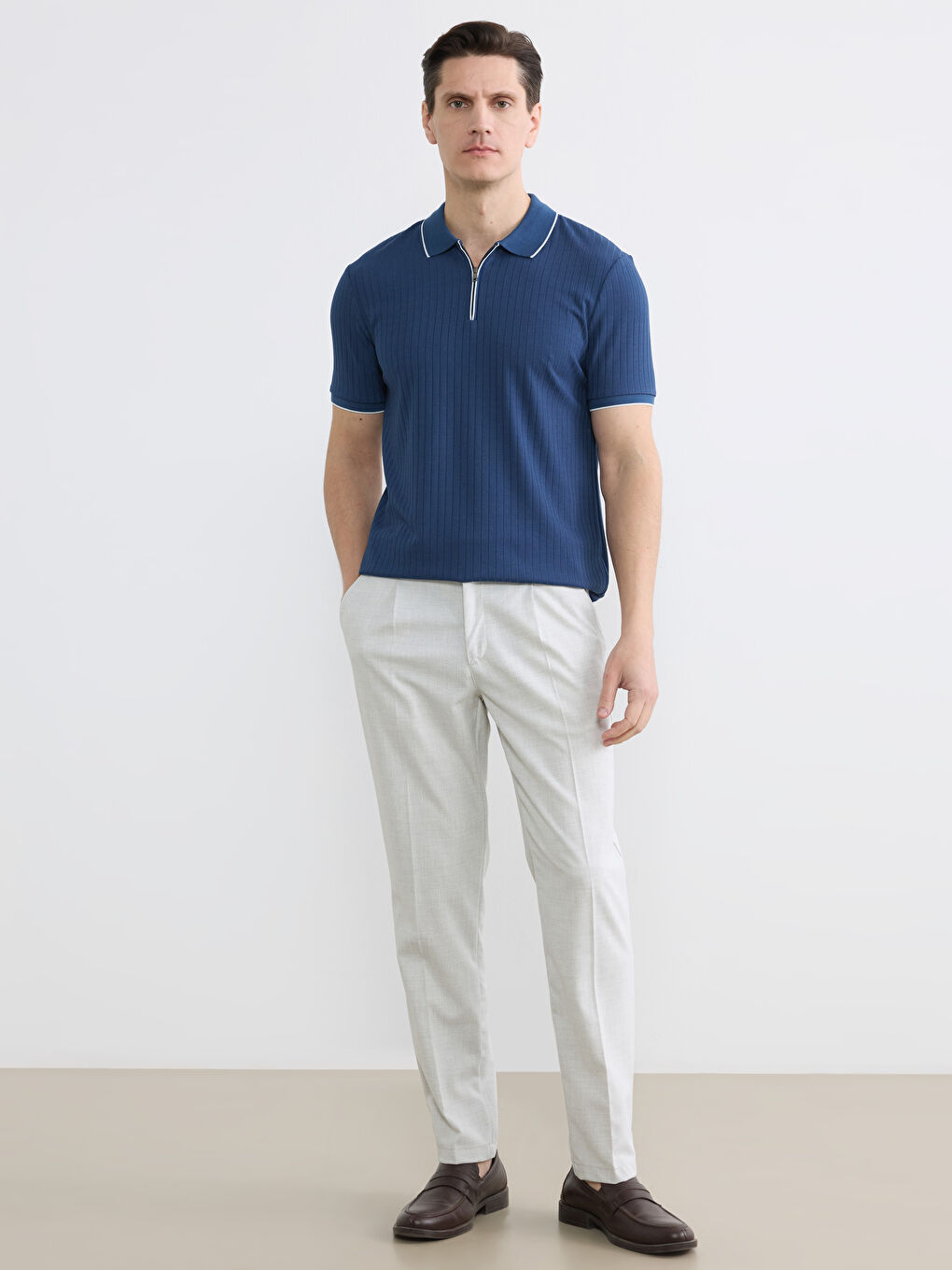 İndigo Polo Yaka Erkek Tişört-1