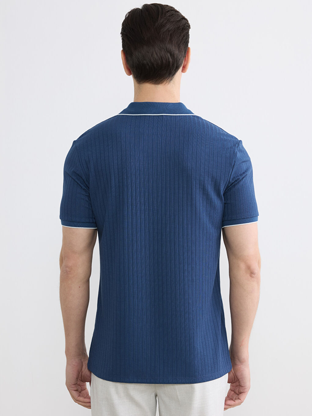 İndigo Polo Yaka Erkek Tişört-3