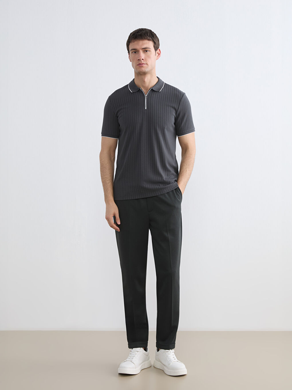 Antrasit Polo Yaka Erkek Tişört-1