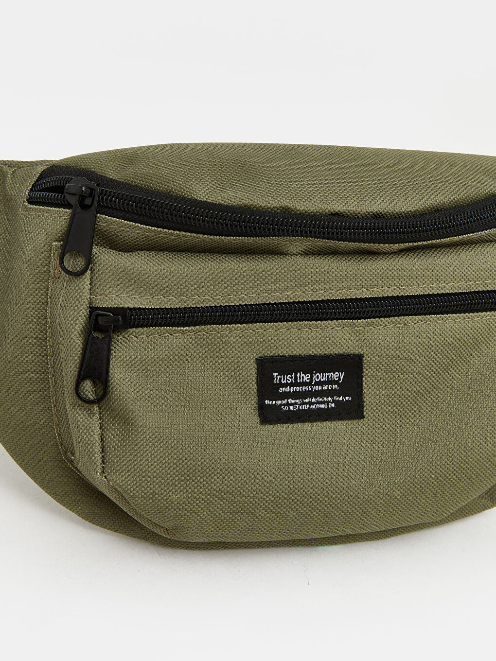 Haki Çift Fermuarlı Erkek Bel Çantası-1