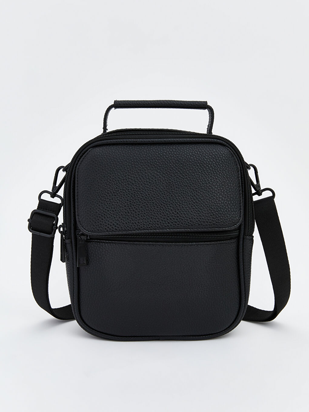 Siyah Deri Görünümlü Erkek Omuz Çantası