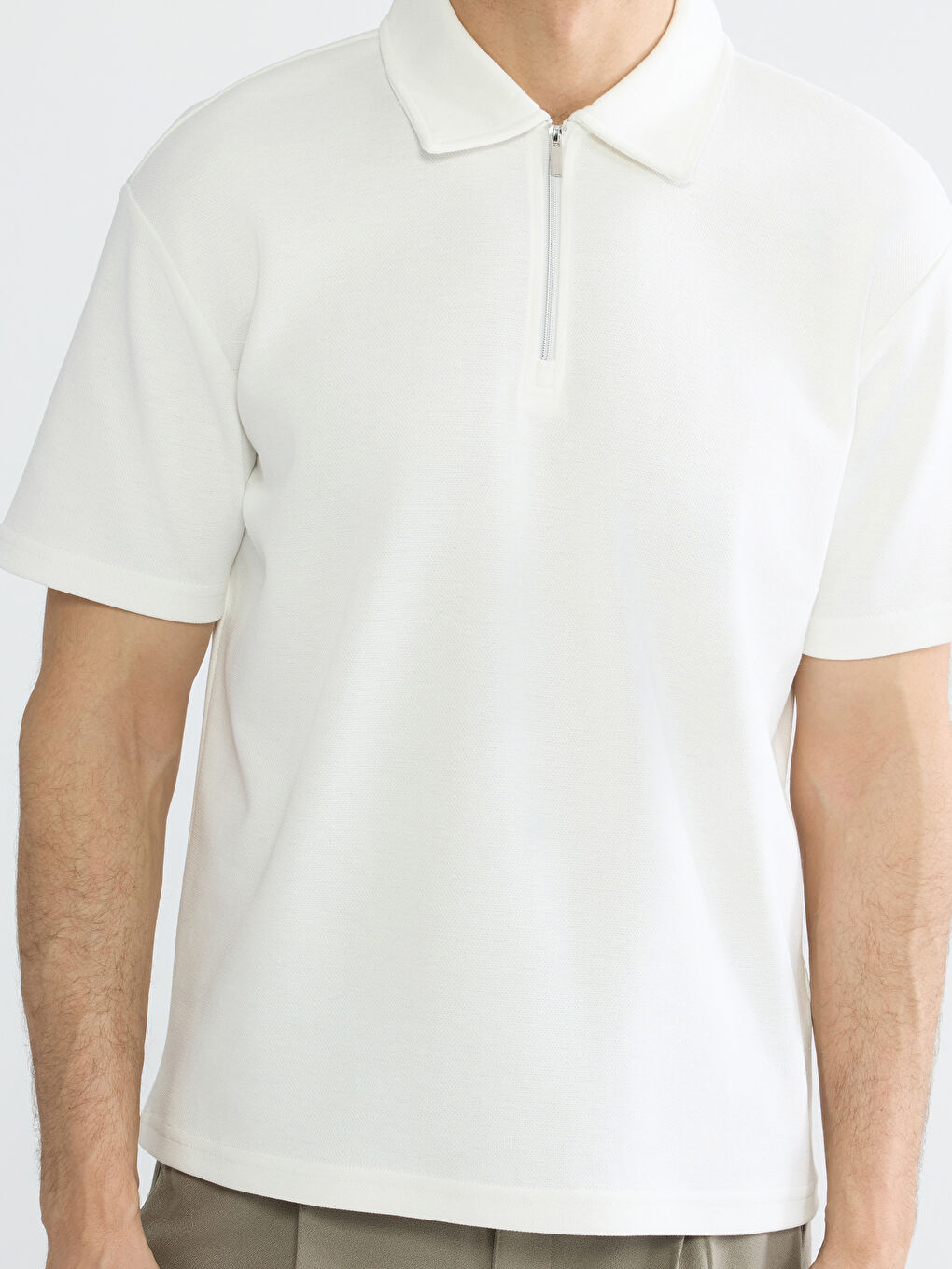 Ekru Polo Yaka Erkek Tişört-2