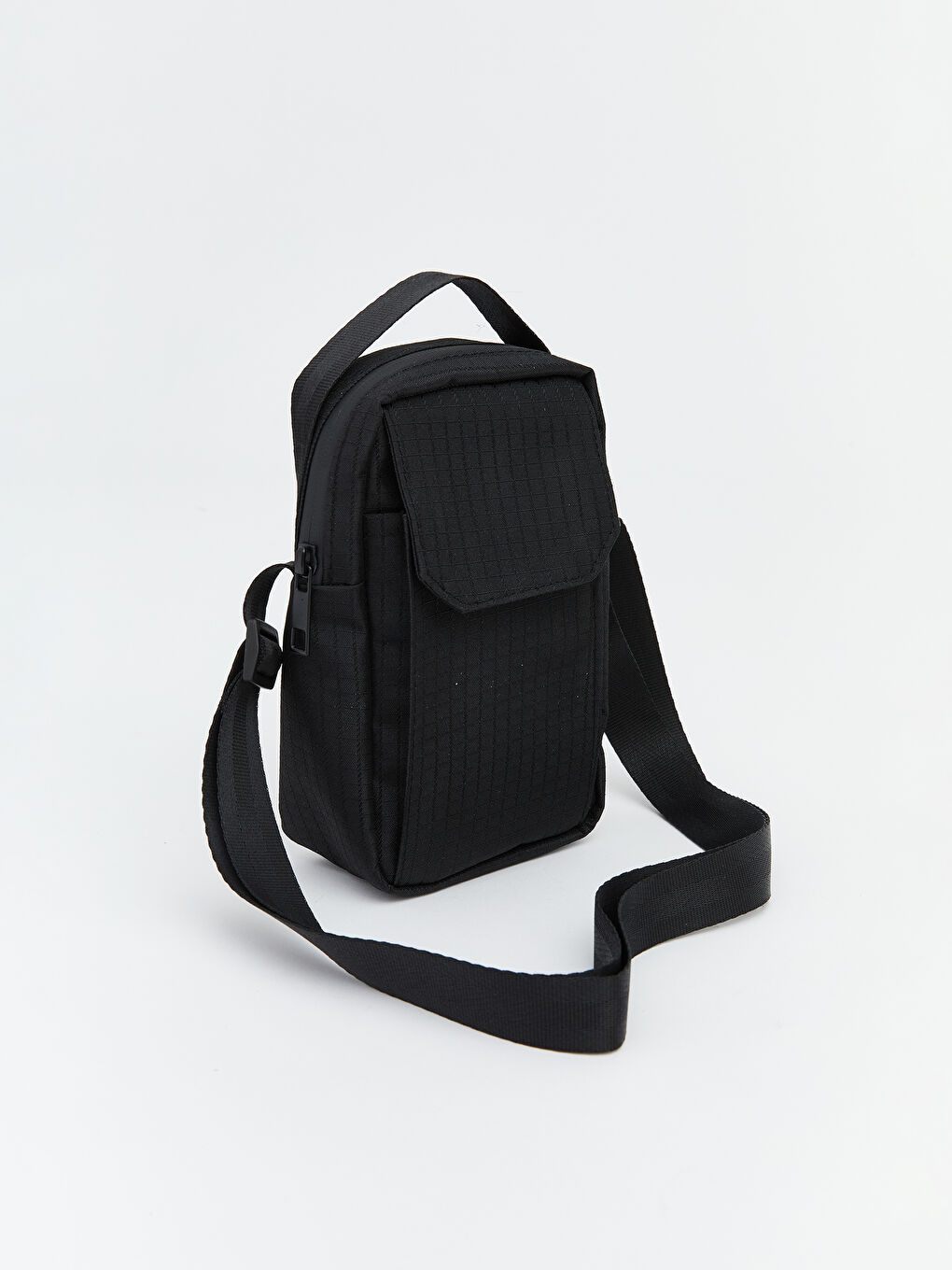 Siyah Ayarlanabilir Askılı Erkek Telefon Çantası-1