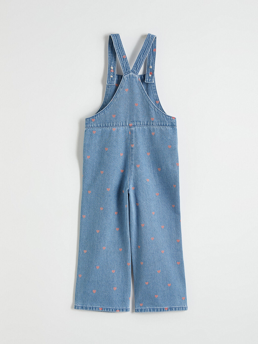 Детски дънкови гащеризони с принт на сърца-2