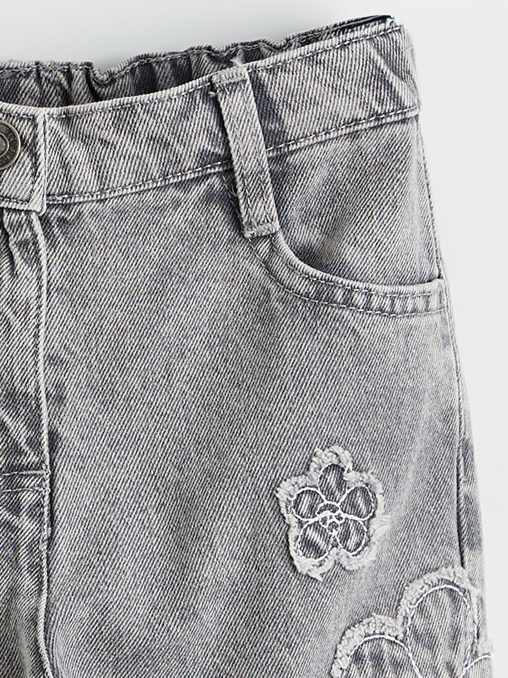 Karışık Regular Fit Nakışlı Kız Çocuk Jean Pantolon-1