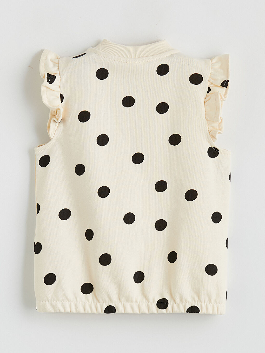 Ekru Kolej Yaka Puantiyeli Kız Çocuk Yelek-2