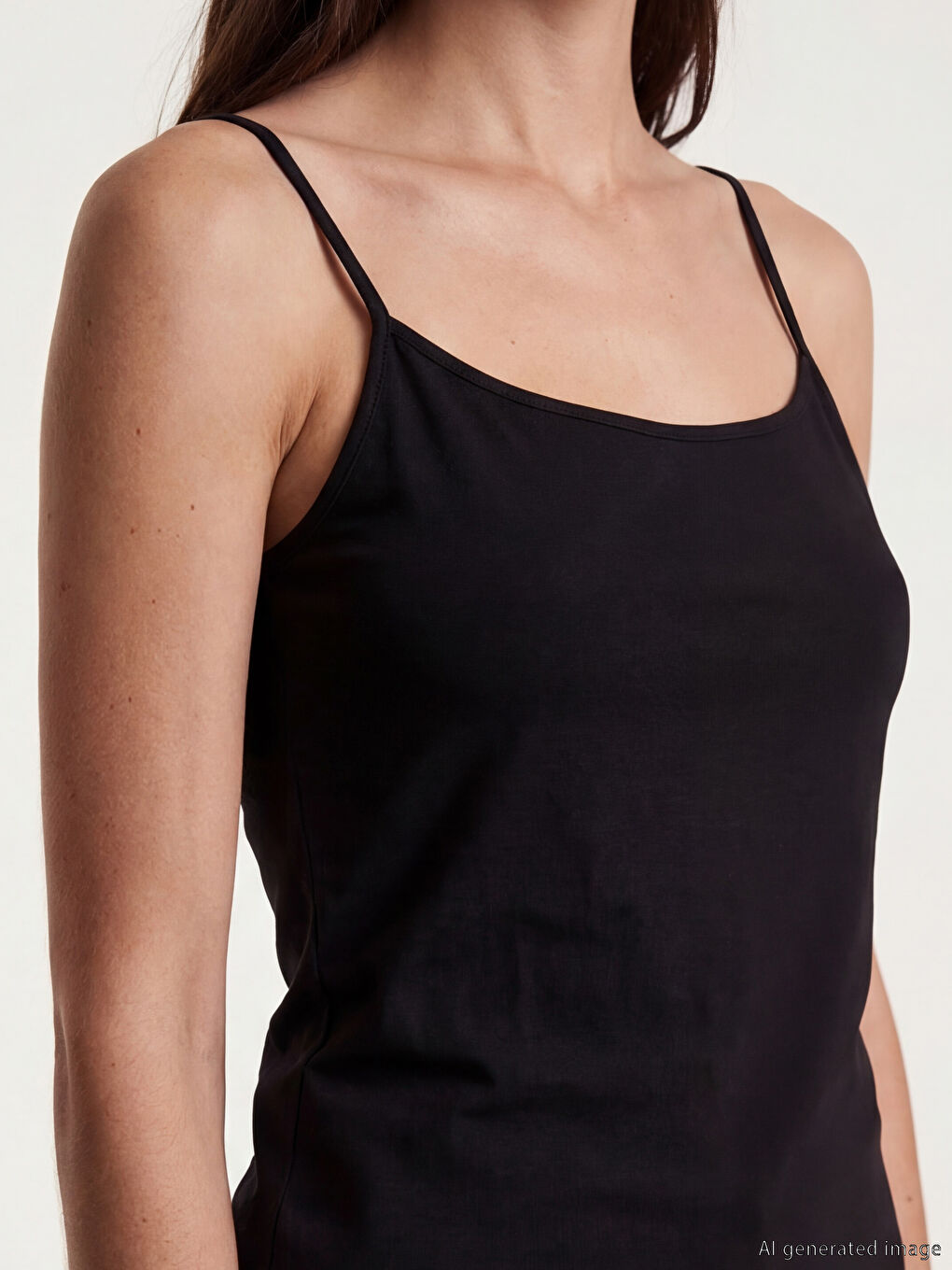 Siyah U Yaka İp Askılı Kadın Atlet-2