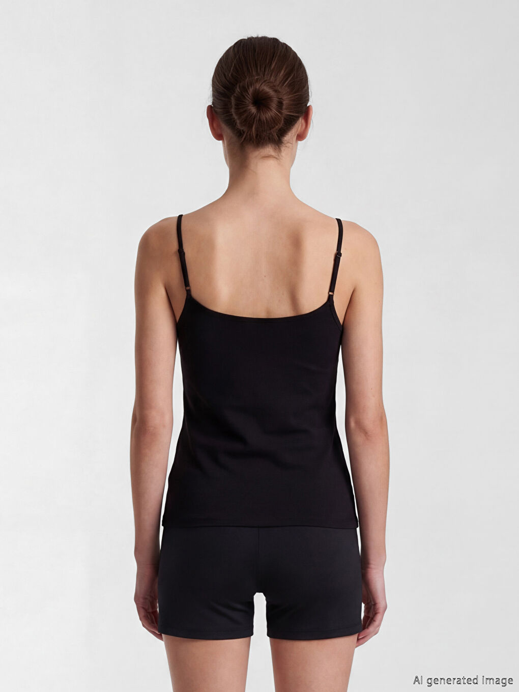 Siyah U Yaka İp Askılı Kadın Atlet-3