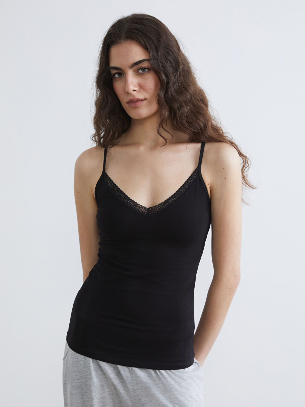 Women's V-Neck Camisole with Lace Detail
