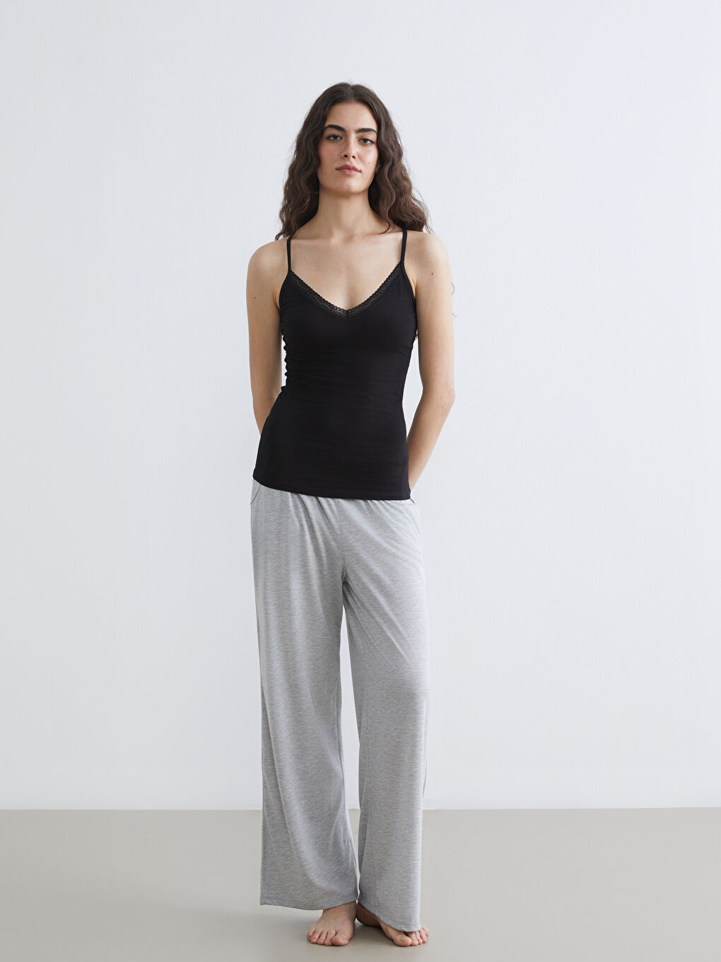 Women's V-Neck Camisole with Lace Detail-1