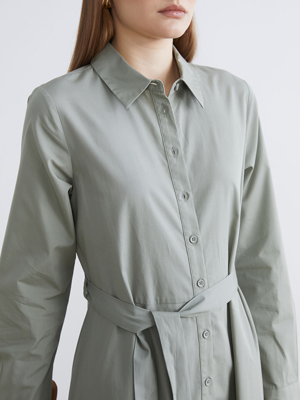 Woman GREEN Shirt Dress-2