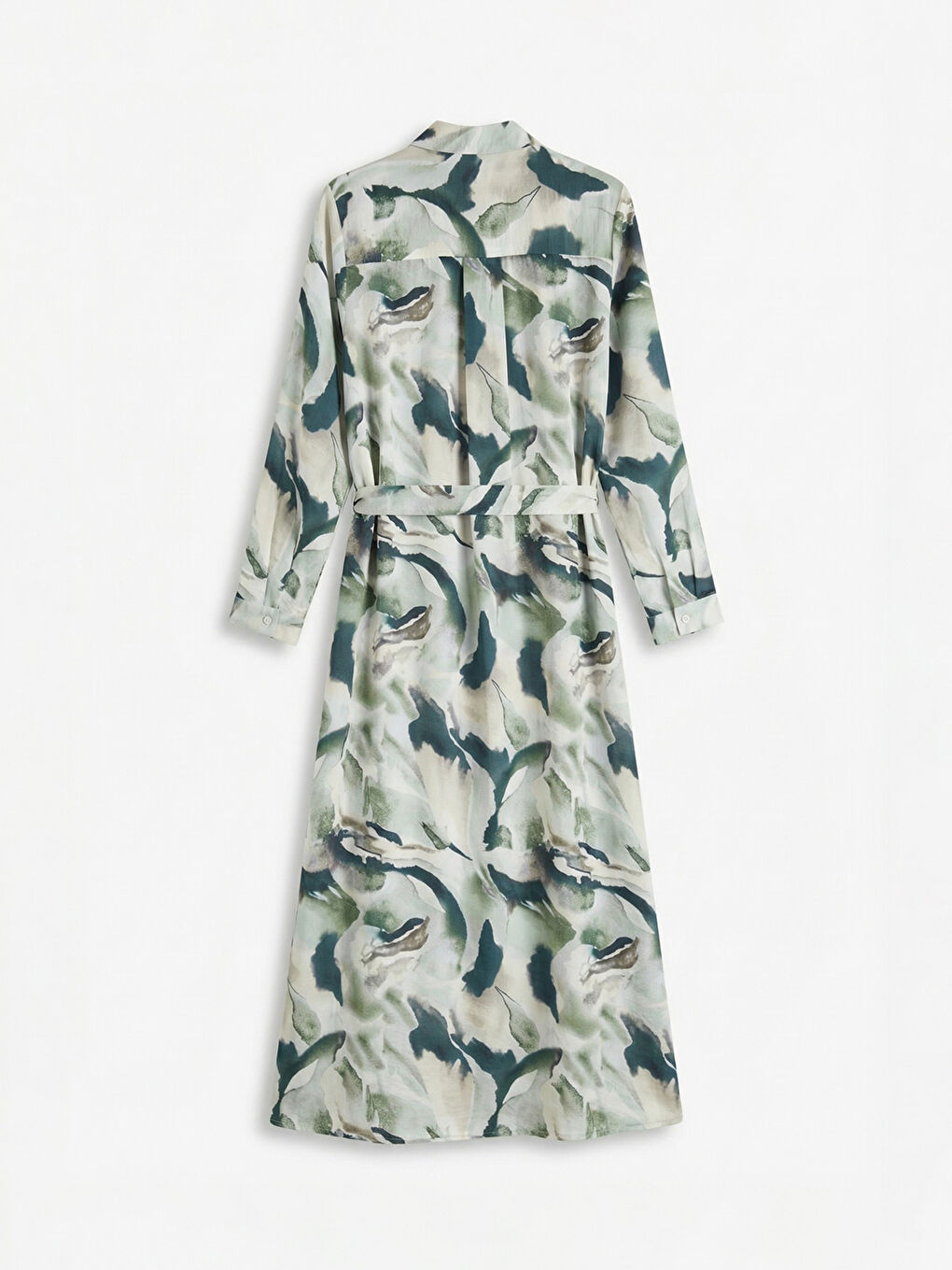 Patterned Women's Shirt Dress with Sash-5