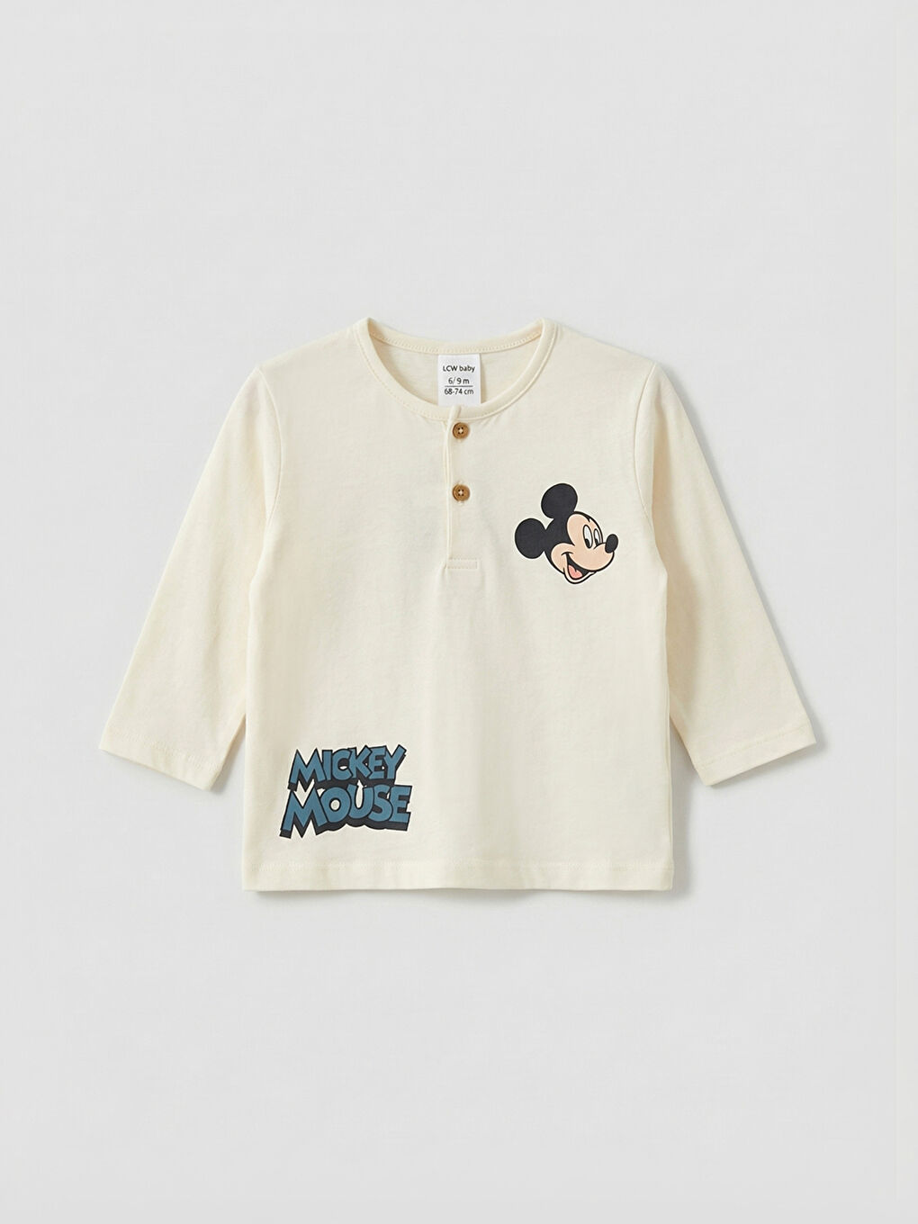 Ekru Mickey Mouse Baskılı Erkek Bebek Takım-1