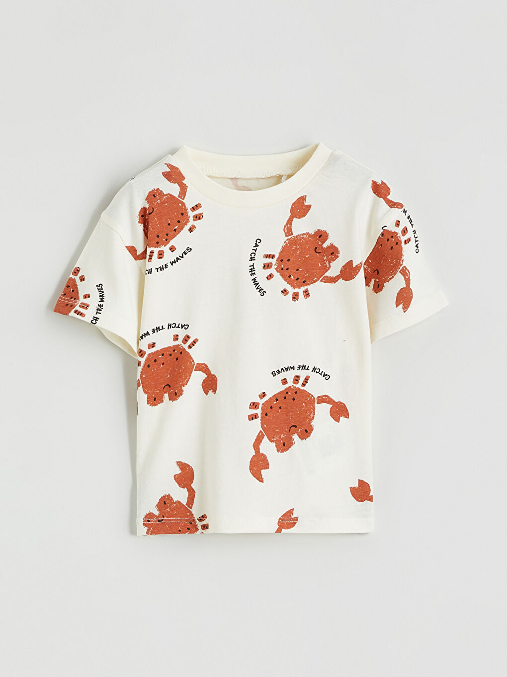 Ekru Bisiklet Yaka Erkek Bebek Tişört ve Şort-1