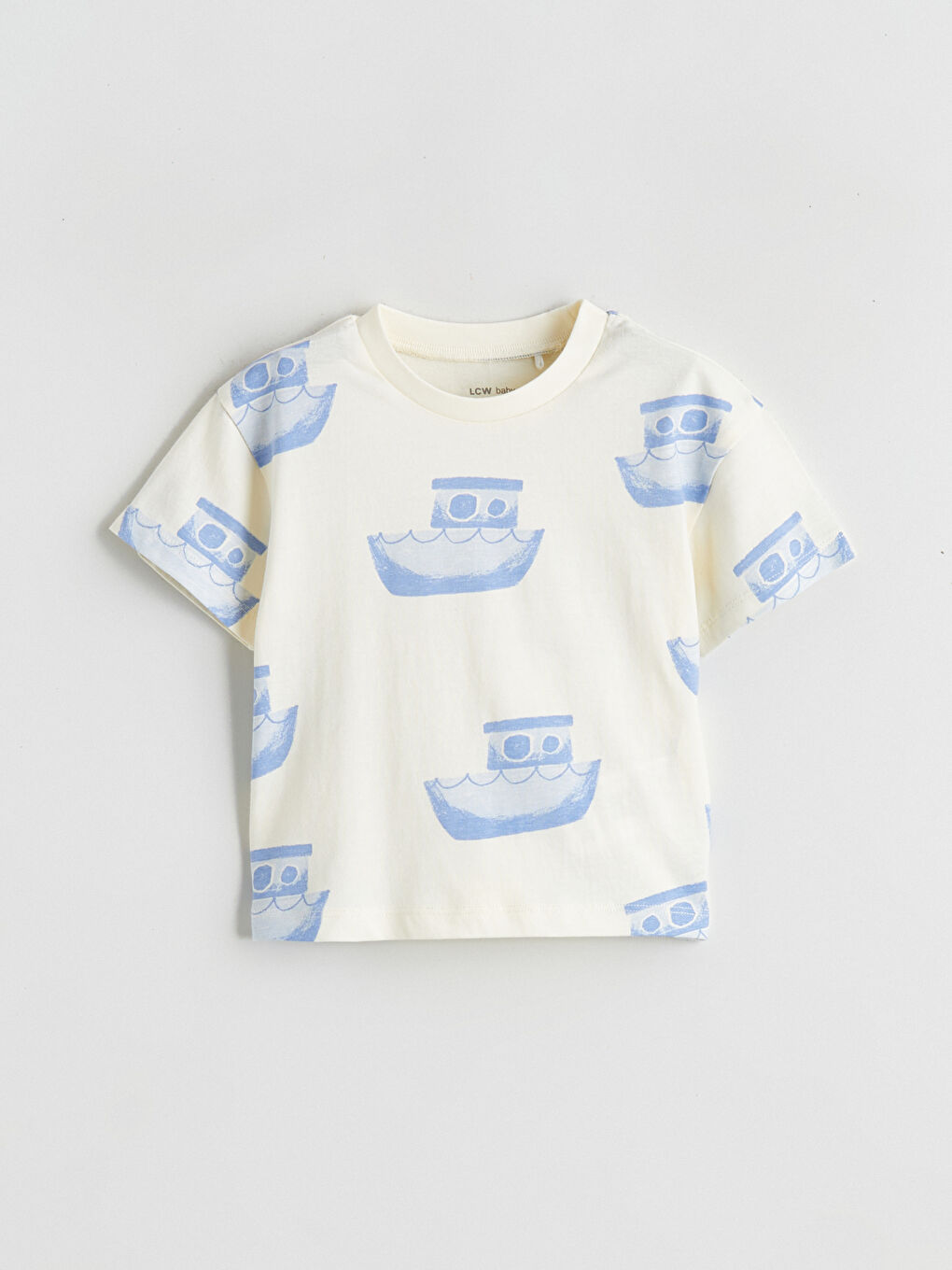 Ekru Bisiklet Yaka Erkek Bebek Tişört ve Şort-1