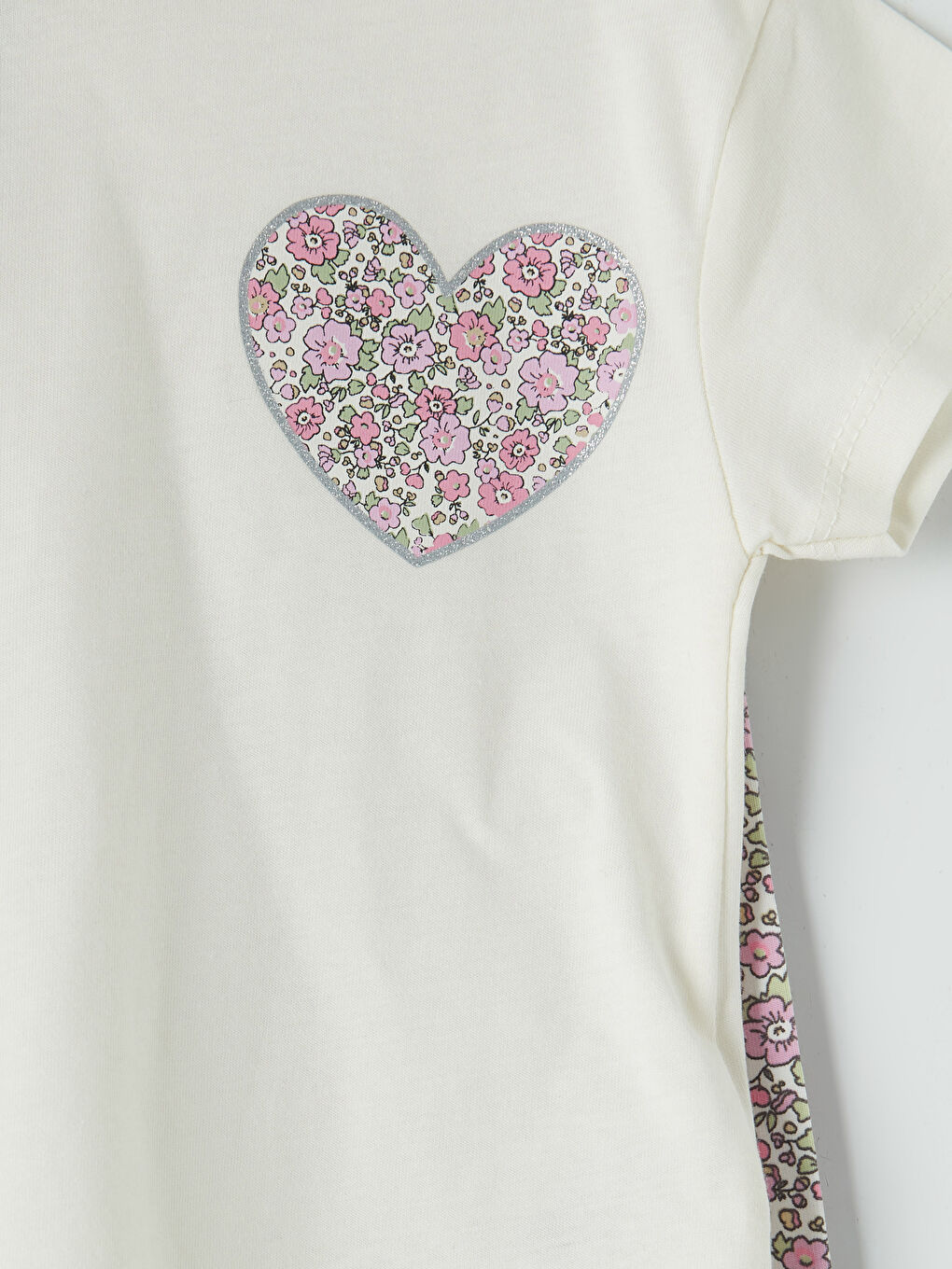 Ekru Bisiklet Yaka Kız Bebek Tişört ve Tayt-5