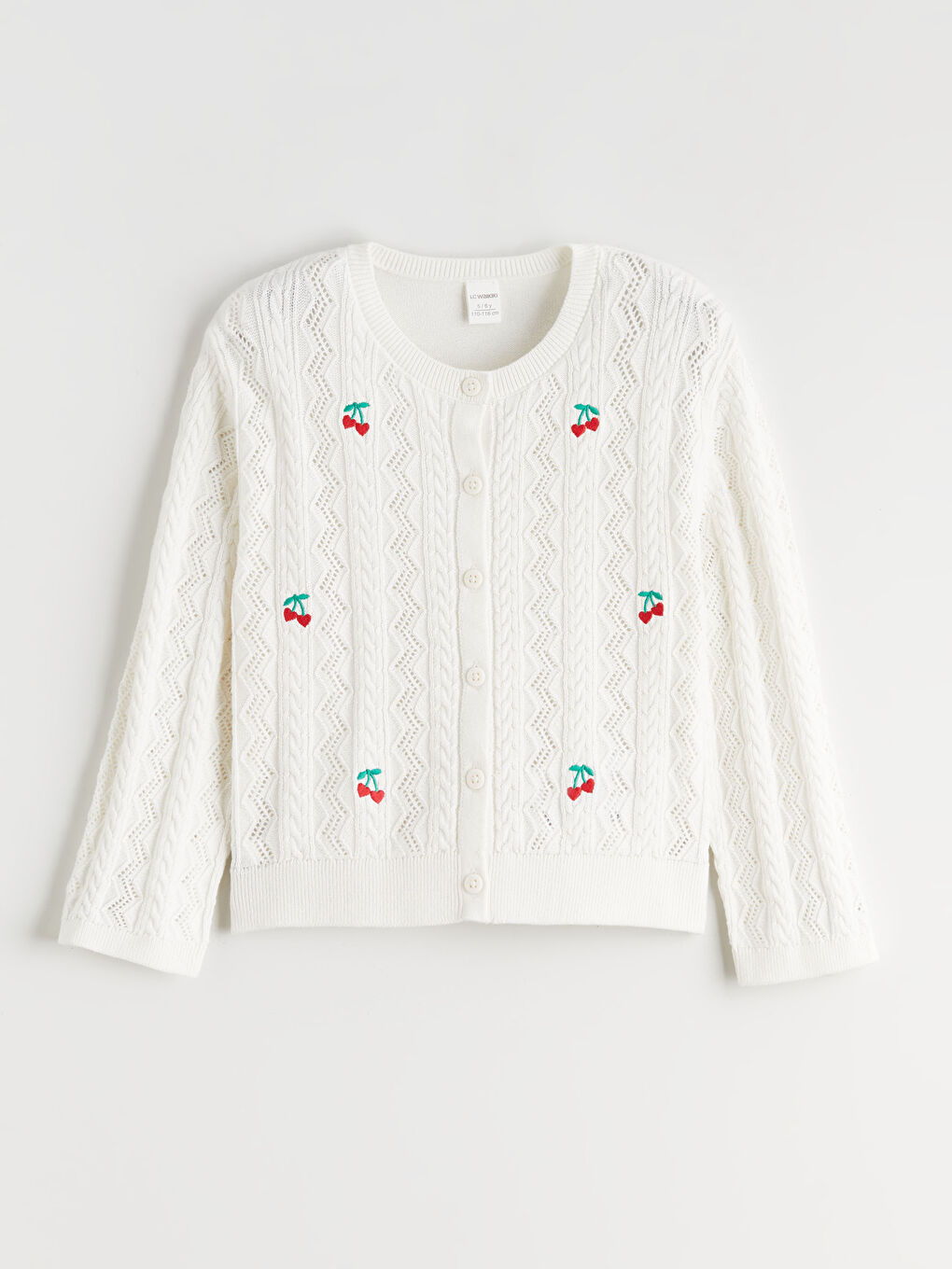 Kiraz Nakışlı Kız Çocuk Triko Hırka